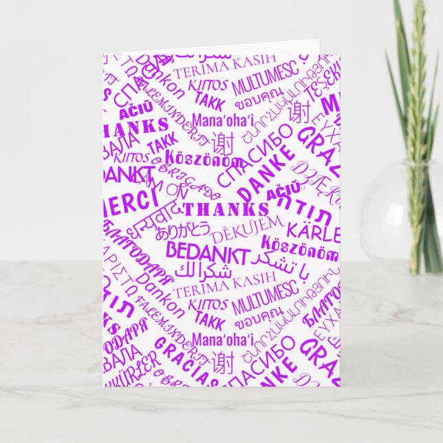 Thank You Text Card Multi Language Word (Front)