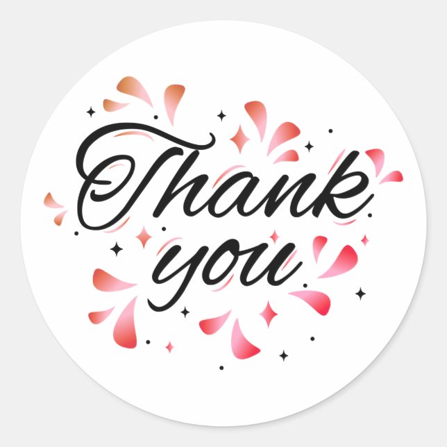 Thank You text Classic Round Sticker (Front)