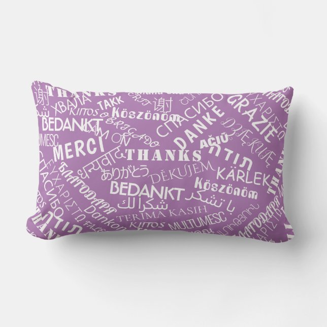 Thank You Text Purple Pillow Multi Language (Front)