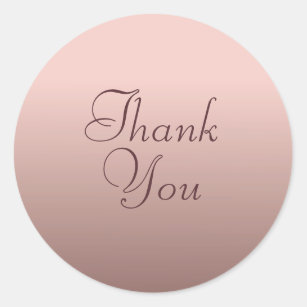 Thank You Text Rose Gold Colour Template Elegant Classic Round Sticker