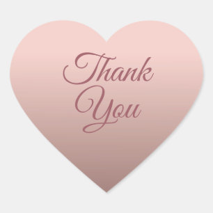 Thank You Text Rose Gold Trend Colour Template Heart Sticker
