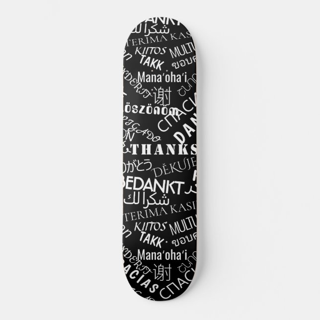 Thank You Text Skateboard Multi Language Word (Front)