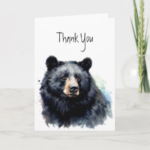 Thank you Thank Black Bear Animal Nature Wildlife Card