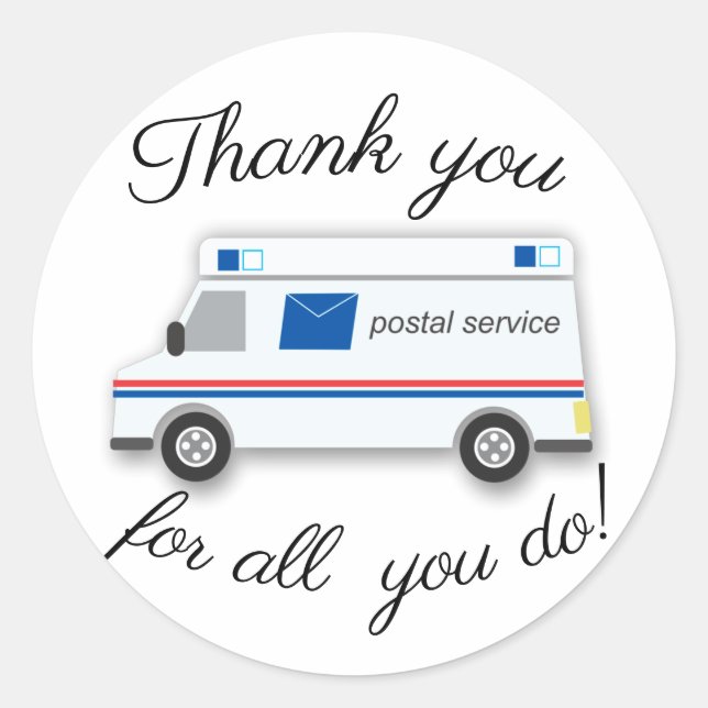 Thank you thank you mail postman cute classic round sticker (Front)