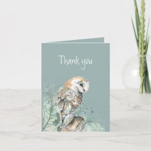 Thank you Thanks Barn Owl Bird Nature Wildlife Holiday Card