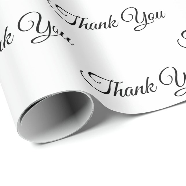 Thank you, Thanks classic elegant black white Gift Wrapping Paper (Roll Corner)