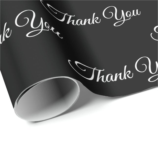 Thank you, Thanks classic elegant black white Gift Wrapping Paper (Roll Corner)