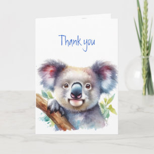 Thank you Thanks Cute Koala Bear Animal Nature Art Card