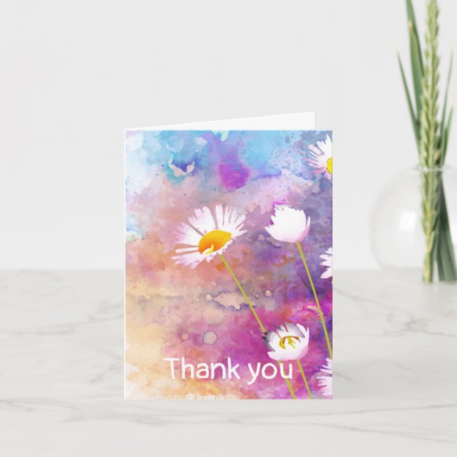 Thank you Thanks Daisy Garden Flower Card (Front)