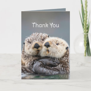Thank You Thanks  Love Hugs Cute Otters Card