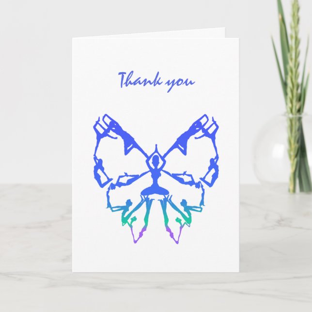 Thank you, Thanks, Yoga Poses Butterfly art You Card (Front)