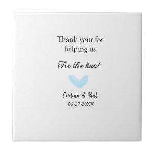thank you tie the knot blue heart wedding rustic ceramic tile