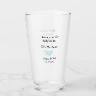 thank you tie the knot blue heart wedding rustic glass