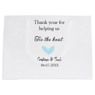 thank you tie the knot blue heart wedding rustic large gift bag