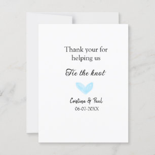 thank you tie the knot blue heart wedding rustic postcard