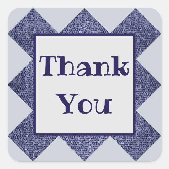 Thank You Tiled Bright Blue Diamond Pattern Mosaic Square Sticker (Front)