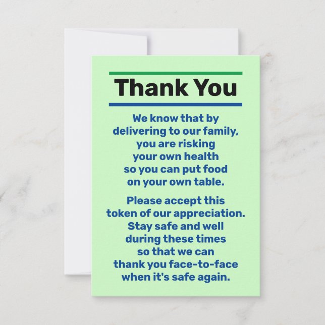 Thank you Tip Delivery Driver Person Card (Front)