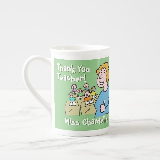 Thank You to a Female Teacher Bone China Mug (Left)