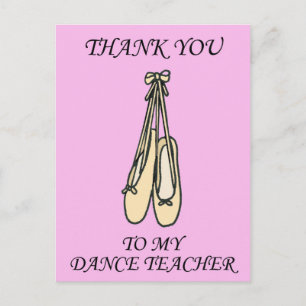 Thank You to Dance Teacher Ballet Shoes Postcard