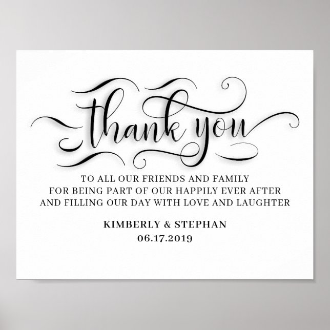 Thank You To Friends and Family Wedding Sign (Front)