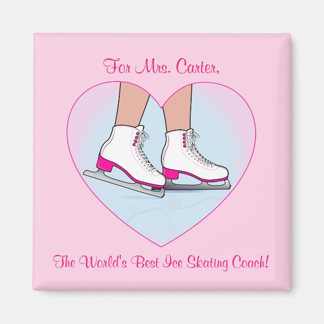 Thank You to Ice Skating Coach Name Customisable Magnet (Front)