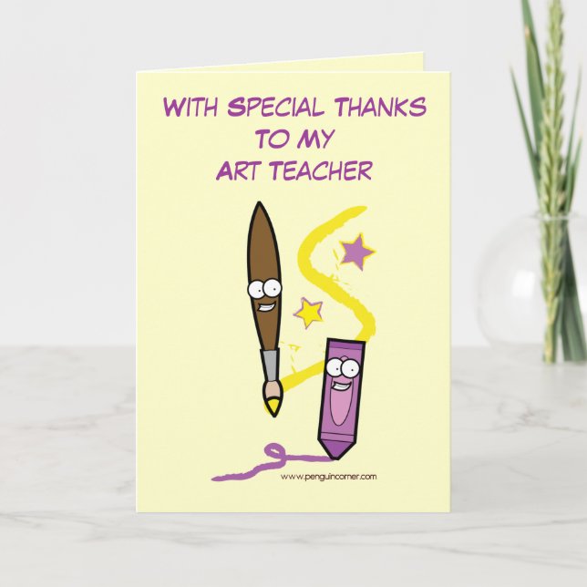 Thank You To My Art Teacher with Cartoon Card (Front)