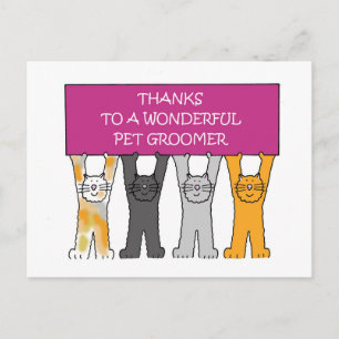 Thank You to Pet Groomer Cartoon Cats Postcard