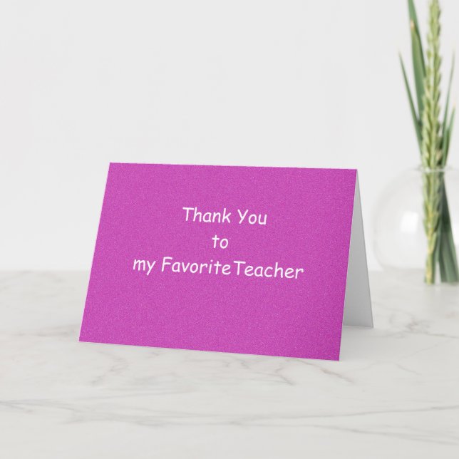 Thank You to Teacher, Hot Pink, Personalised (Front)