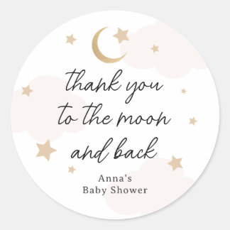 Thank you to the Moon and Back Baby Shower Classic Round Sticker