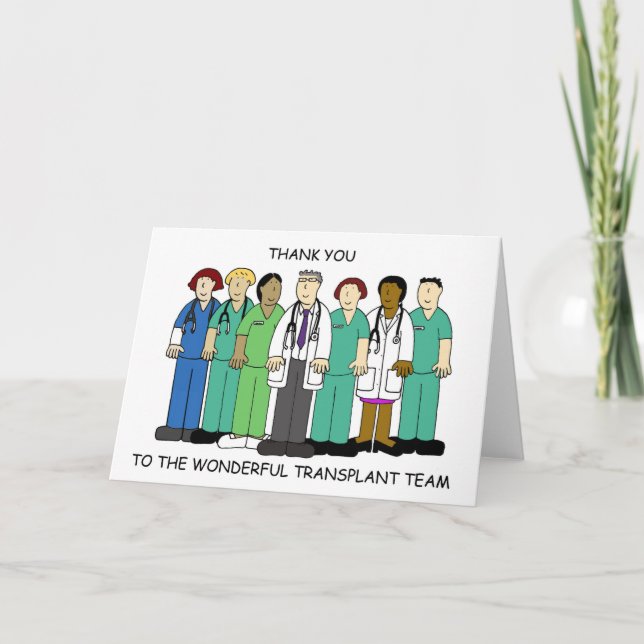 Thank You to the Transplant Team Cartoon Group Card (Front)