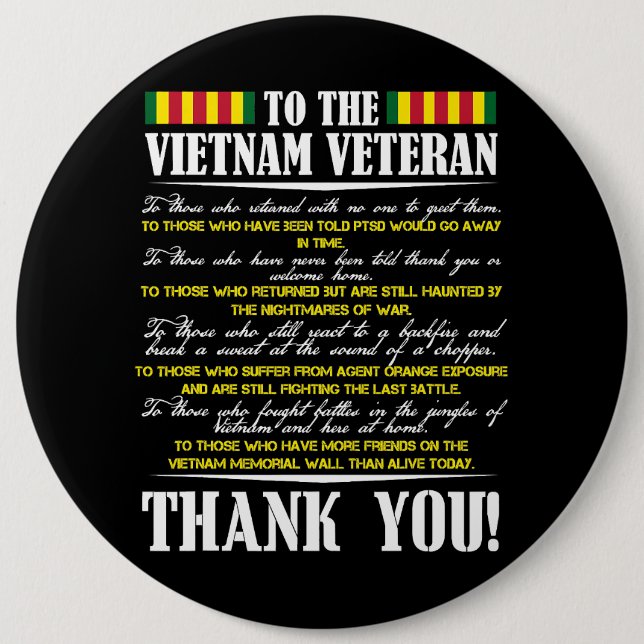 Thank You To The Vietnam Veterans Brave Warriors V 6 Cm Round Badge (Front)