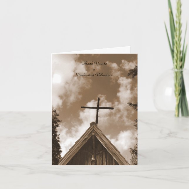 Thank You to Volunteers Note Card, Old Church Card (Front)