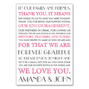 Thank you to wedding guests