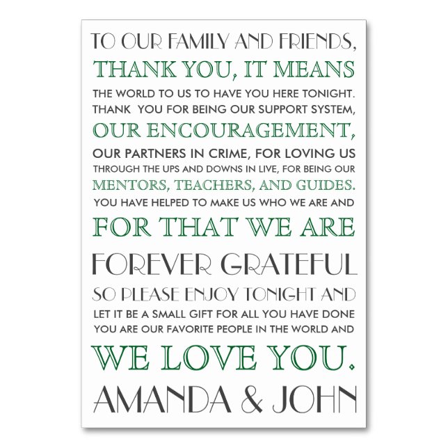 Thank you to wedding guests (Front)