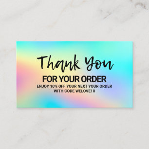 Thank you Trendy Colour Holo instagram Discount Business Card