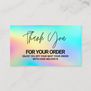 Thank you Trendy Holographic instagram Discount Business Card