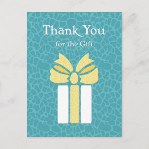 Thank You Trendy Teal and Yellow Animal Pattern Postcard