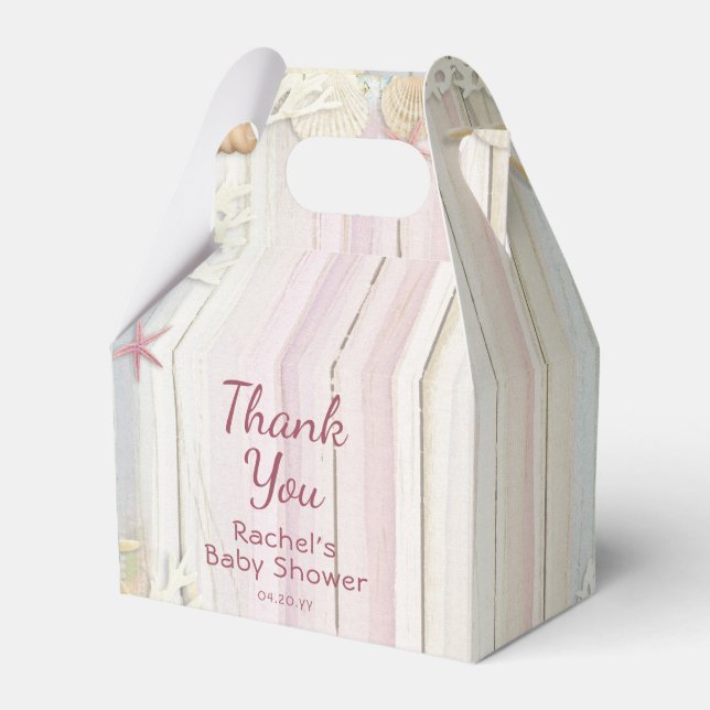 Thank You Tropical Beach Seashell Baby Shower Favour Box (Front Side)