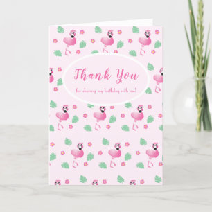 Thank You Tropical Flamingo Flowers Pattern Pink