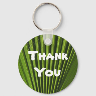 Thank You Tropical Green Palm Leaf Appreciation Key Ring