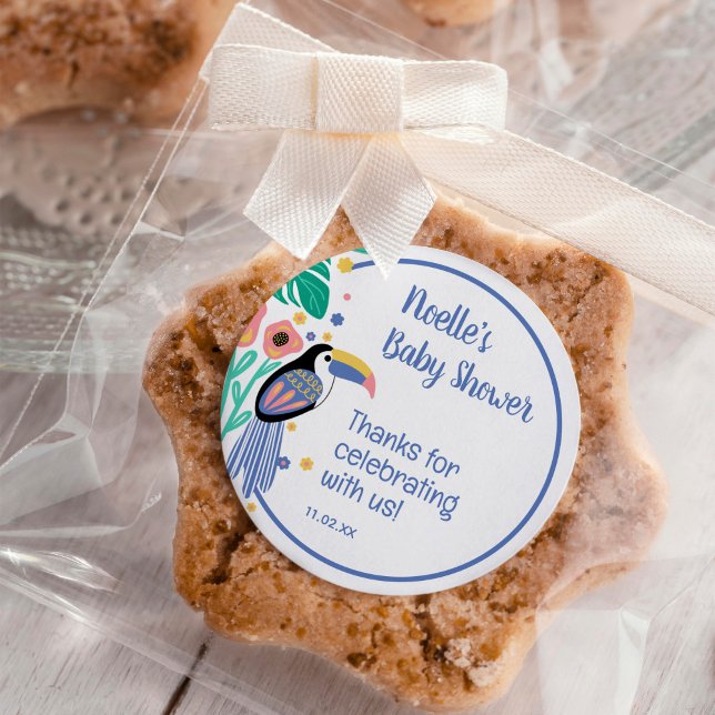 Thank You Tropical Toucan Bird Baby Shower Classic Round Sticker (Creator Uploaded)