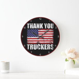 Thank You Truckers American Flag Large Clock