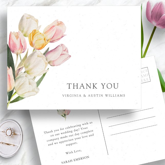Thank You Tulip Postcard (Thank You Watercolor Tulip Postcard by Painted Paperie
)