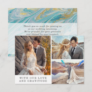 Thank You Turquoise & Gold Marble Geode Photo Card