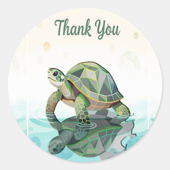Thank you Turtle Round Sticker Sheet (Front)