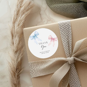 Thank You Twins Gender Reveal Classic Round Sticker