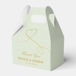 Thank You   Two Gold Hearts   Sage Green Wedding Favour Box