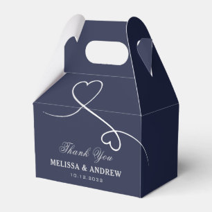 Thank You   Two Silver Hearts Personalised Wedding Favour Box