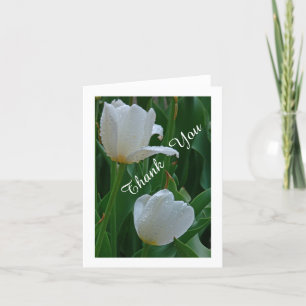 "THANK YOU" TWO WHITE TULIPS WITH RAINDROPS THANK YOU CARD