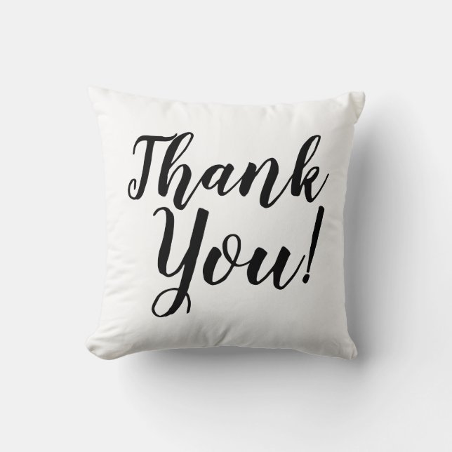 Thank You Typography Black And White Reversible Cushion (Front)